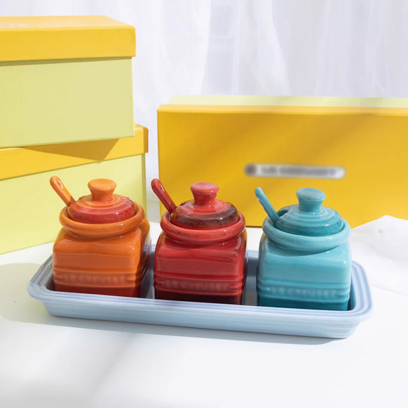 Rainbow Condiment Set and tray (3-pcs)